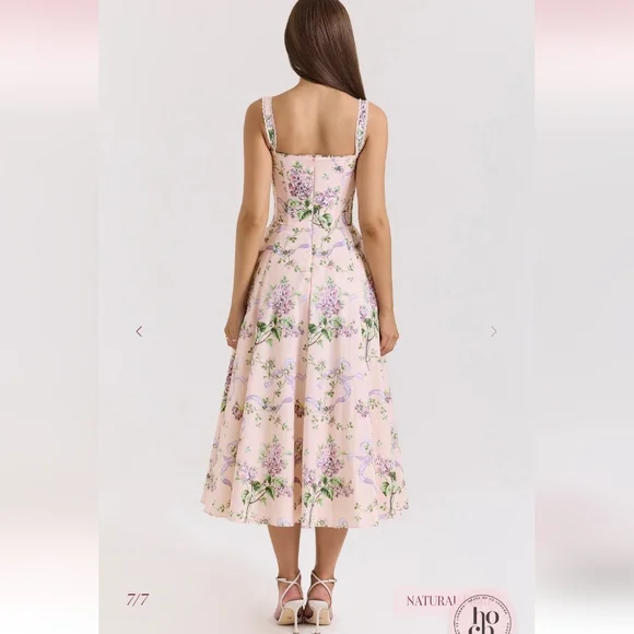 House Of Cb Rosaleepink floral corset midi dress - Picture 9 of 13